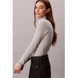 Calvin Klein - Shirttop - History Grey Heather - Lange Mouwen - Staande Kraag