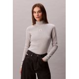 Calvin Klein - Shirttop - History Grey Heather - Lange Mouwen - Staande Kraag
