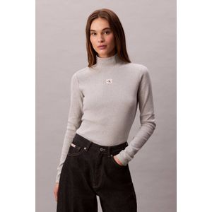 Calvin Klein - Shirttop - History Grey Heather - Lange Mouwen - Staande Kraag
