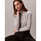 Calvin Klein - Shirttop - History Grey Heather - Lange Mouwen - Staande Kraag