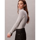 Calvin Klein - Shirttop - History Grey Heather - Lange Mouwen - Staande Kraag
