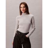 Calvin Klein - Shirttop - History Grey Heather - Lange Mouwen - Staande Kraag