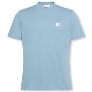 Calvin Klein Jeans Heren SS Badge 30S Jersey Classic TEE LV04RC272G Tees, Groen (rookblauw), XS, Groen (Smoke Blue), XS