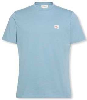 Calvin Klein Jeans Heren SS Badge 30S Jersey Classic TEE LV04RC272G Tees, Groen (rookblauw), XS, Groen (Smoke Blue), XS