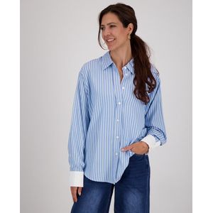 Je m'appelle Dames Blouse - Blauw - Maat L