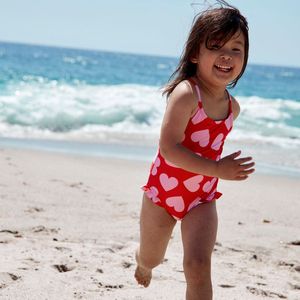 Swim Essentials | Rode Hartjes Meisjes UV Badpak - Maat 62/68