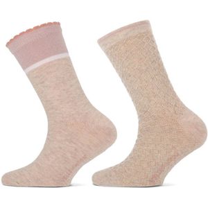 Yellow Moon - Meisjes Sokken - Beige Melange - Set van 2 Paar