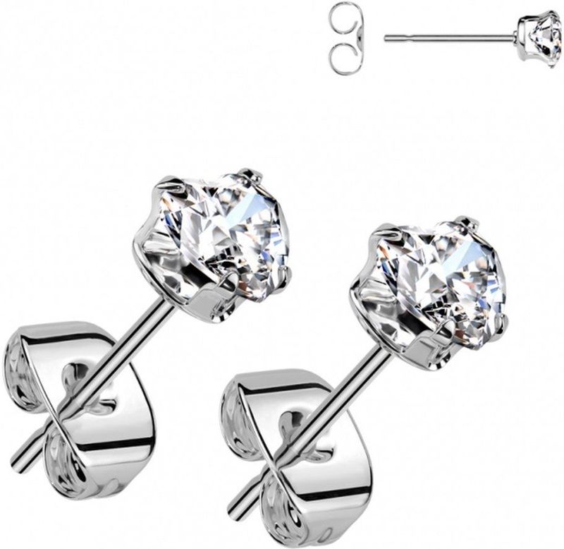 Oorbellen hartje wit 4 mm