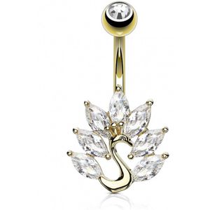 Zwaan - Navelpiercing - Goud - Chirurgisch Staal - Verkocht per Stuk