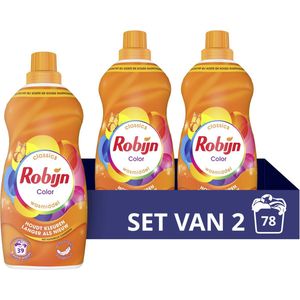 Robijn - Klein & Krachtig Classics - Vloeibaar Wasmiddel - Color - 2 x 39 Wasbeurten - Voordeelverpakking
