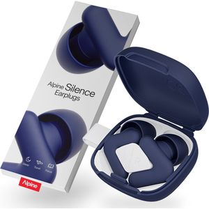 Alpine Silence Oordopjes voor Slapen, Focus & Reizen - Comfortabele, Herbruikbare Gehoorbescherming - Nauwsluitende V-vorm & Zachte Ovale Tips – Maten XS/S/M/L – Tot 25dB Geluidsdemping – Donkerblauw