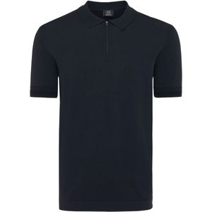 viscose Genti polo effen donkerblauw normale fit