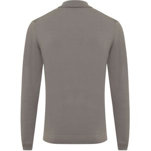 Genti polo lange mouw bruin effen normale fit