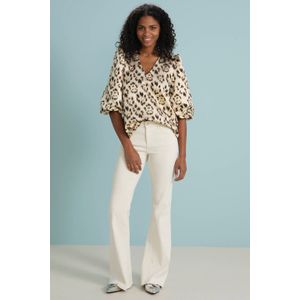 NUKUS Top - Goud - Delilah Stijl met V-hals en Korte Mouwen