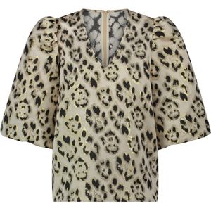 NUKUS Top - Goud - Delilah Stijl met V-hals en Korte Mouwen