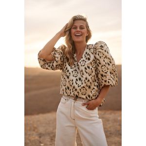 Nukus - Delilah Blouse - Multicolor - 88% Polyester - Panterprint - Korte Mouwen