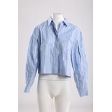 Nukus - Blouse - Blauw - StreepGlitter - Polokraag