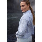 Nukus - Blouse - Blauw - StreepGlitter - Polokraag