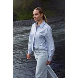 Nukus - Blouse - Blauw - StreepGlitter - Polokraag