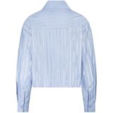 Nukus - Blouse - Blauw - StreepGlitter - Polokraag
