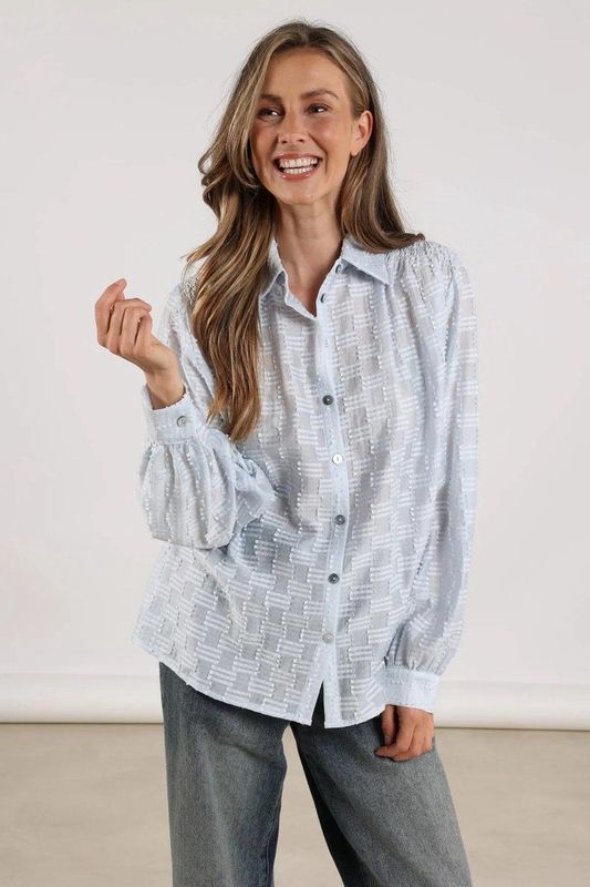 Nukus - Blouse - Blauw - Polokraag