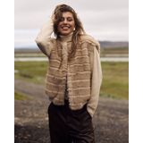 Billy - Gilet - Sand - Faux Fur - Stripe