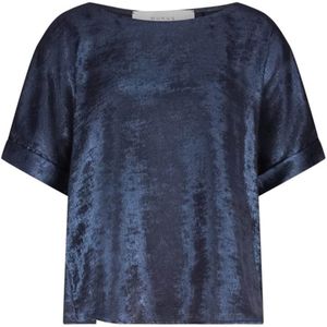 NUKUS - Irene - Top - Donkerblauw - Korte Mouwen - Ronde Hals