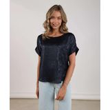 NUKUS - Irene - Top - Donkerblauw - Korte Mouwen - Ronde Hals