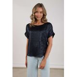 NUKUS - Irene - Top - Donkerblauw - Korte Mouwen - Ronde Hals