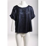 NUKUS - Irene - Top - Donkerblauw - Korte Mouwen - Ronde Hals