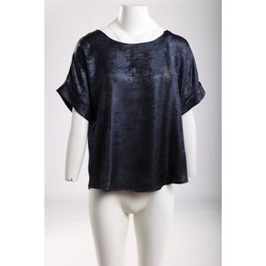NUKUS - Irene - Top - Donkerblauw - Korte Mouwen - Ronde Hals