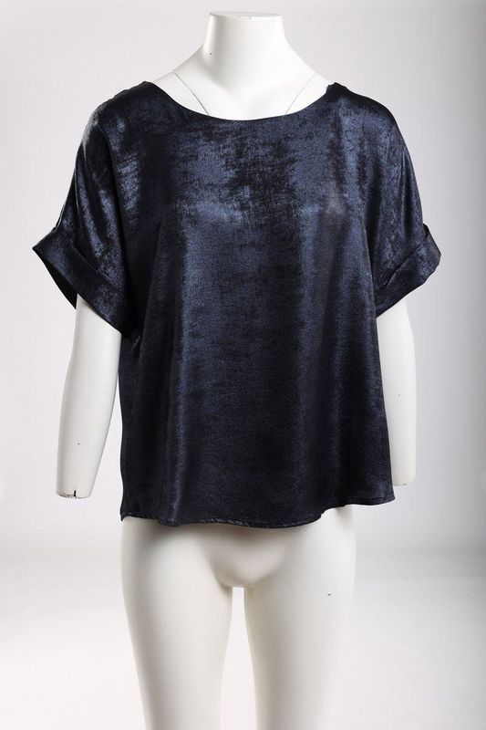 NUKUS - Irene - Top - Donkerblauw - Korte Mouwen - Ronde Hals