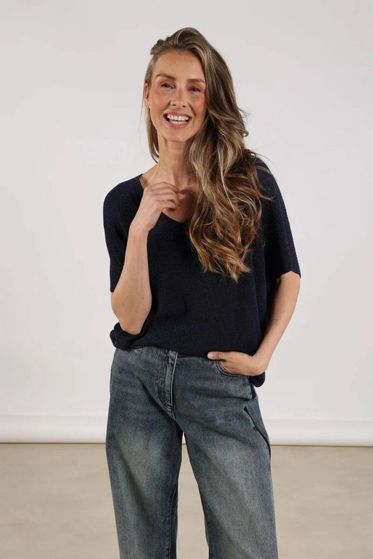 Nukus Dames top beige (Maat: XS) - Glitter - Halslijn: V-hals,