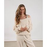 NUKUS - Praag - Trui - Zand - Off Shoulder - Lurex Details