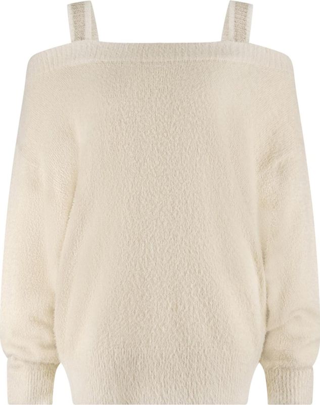 NUKUS - Praag - Trui - Zand - Off Shoulder - Lurex Details