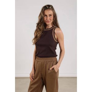 Nukus - Top - Bruin - Effen - Ronde Halslijn