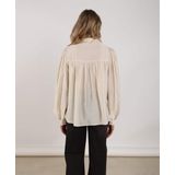 Nukus - Julia Blouse - Ecru - Dames Blouse - Effen - Ronde Halslijn