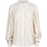 Nukus - Julia Blouse - Ecru - Dames Blouse - Effen - Ronde Halslijn