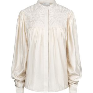 Nukus - Julia Blouse - Ecru - Dames Blouse - Effen - Ronde Halslijn