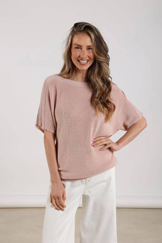 NUKUS - Merla - Top - Oudroze - Regular Fit - Korte Mouwen