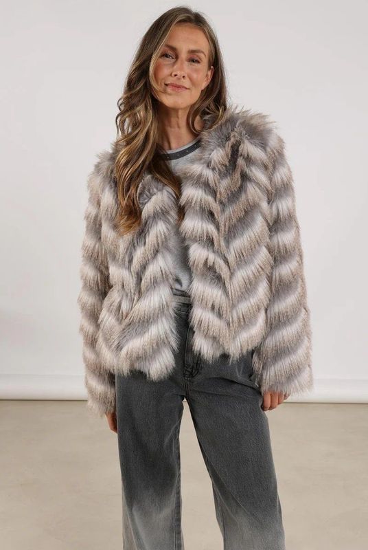 Nukus - NKF13089 - Damesjas - Offwhite/Grey - Zigzag