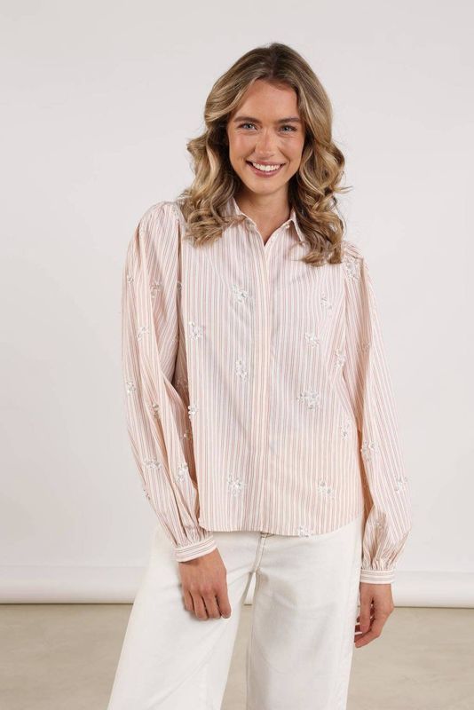 NUKUS - Jolies - Blouse - Lichtroze - Gestreept met Pailletten