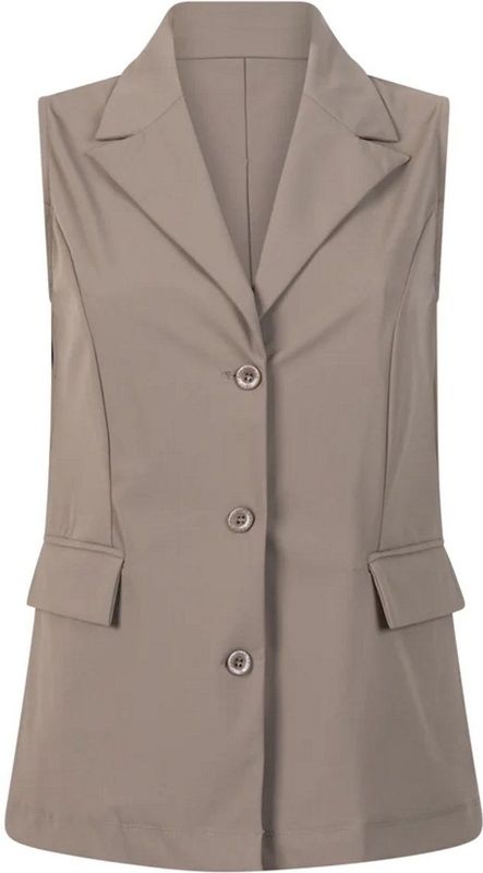 Zoso - Travel Gilet Angelique - Taupe - Mouwloze Blazer