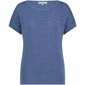 Red Button T-shirt Jerry Top Srb4483 Faded Blue Dames Maat - M
