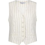 Red Button Dames Gilet - Grijs Katoen Linen Streep