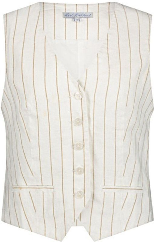 Red Button Dames Gilet - Grijs Katoen Linen Streep