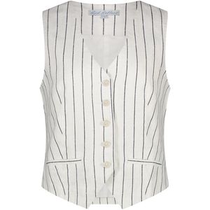 Red Button Gilet Waistcoat Cotton Linnen Stripe Srb4514 35 Navy Dames Maat - XS