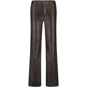 Red Button - Colette - Flared High Waist Broek - Bruin - Imitatieleren