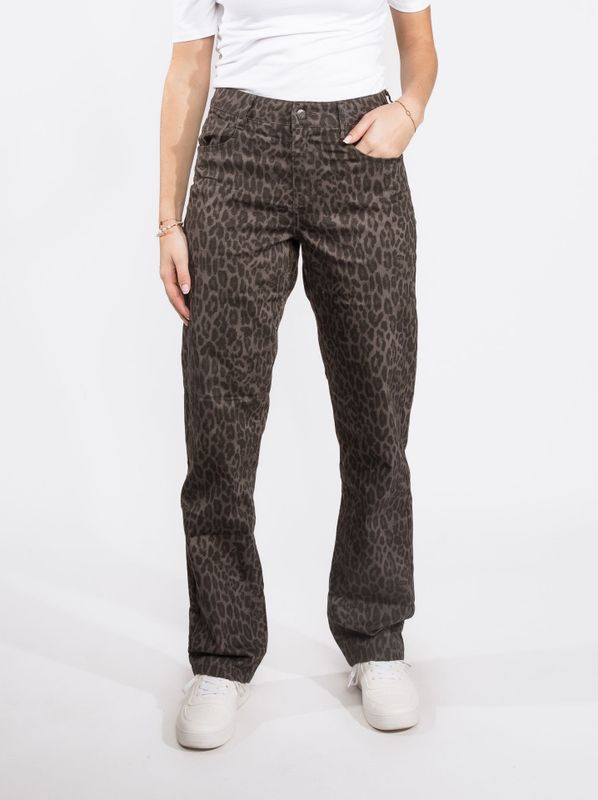 Red Button - Kim Leopard - Straight Leg Jeans - Donkergrijs - Panterprint