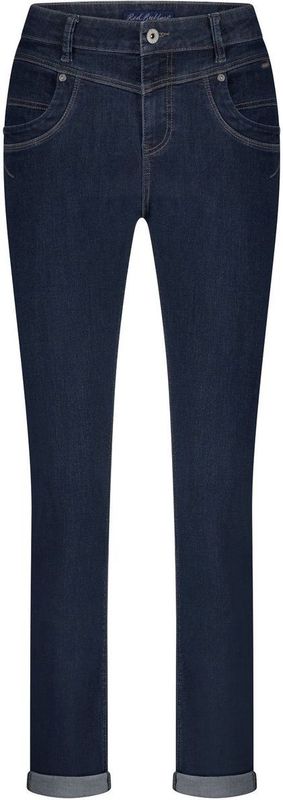 Red Button Blue Denim Jeans Slim Fit Dames